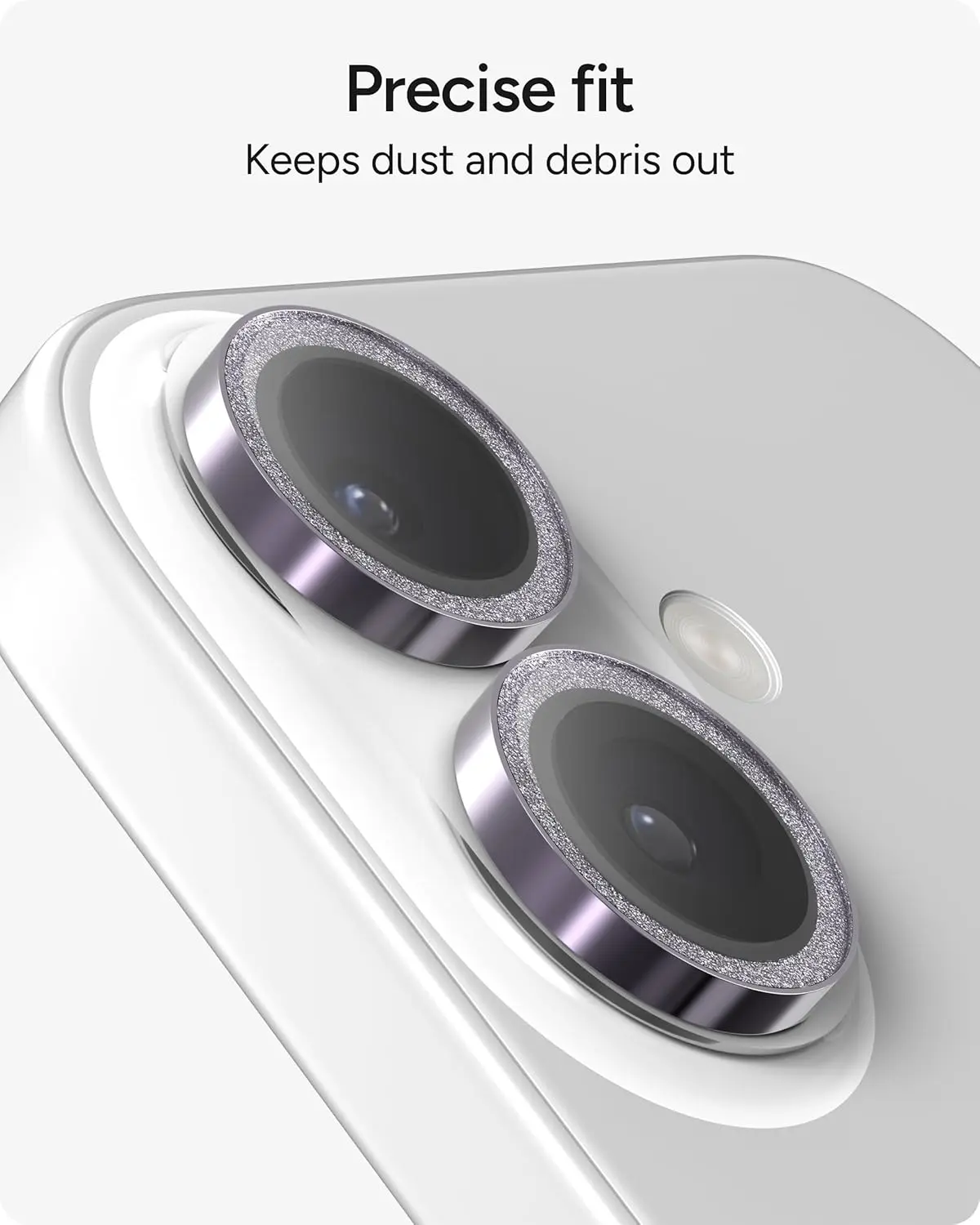 ZAGG Camera Rings iPhone 17 / 16 / 16 Plus Camera Protector Paars Glitter afbeelding 6