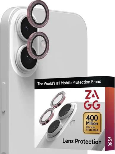 ZAGG Camera Rings iPhone 17 / 16 / 16 Plus Camera Protector Roze Glitter afbeelding 1