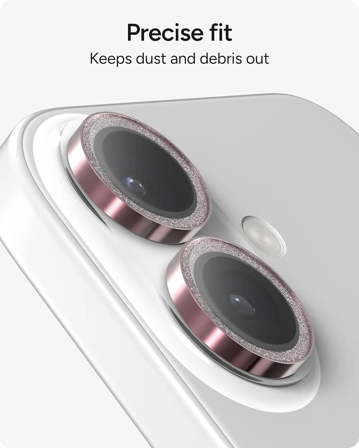 ZAGG Camera Rings iPhone 17 / 16 / 16 Plus Camera Protector Roze Glitter afbeelding 5