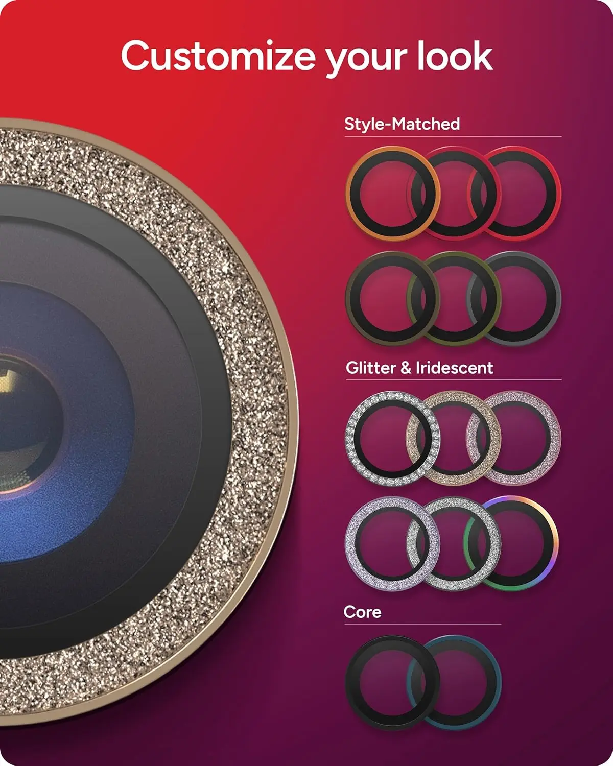 ZAGG Camera Rings Apple iPhone Air Camera Protector Goud Glitter afbeelding 8