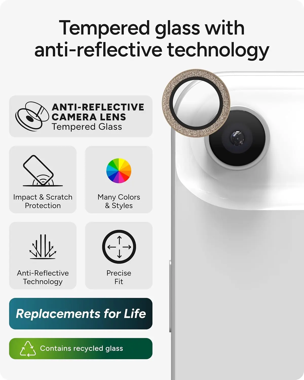ZAGG Camera Rings Apple iPhone Air Camera Protector Goud Glitter afbeelding 2