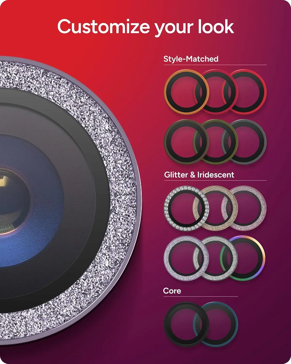 ZAGG Camera Rings Apple iPhone Air Camera Protector Paars Glitter afbeelding 8