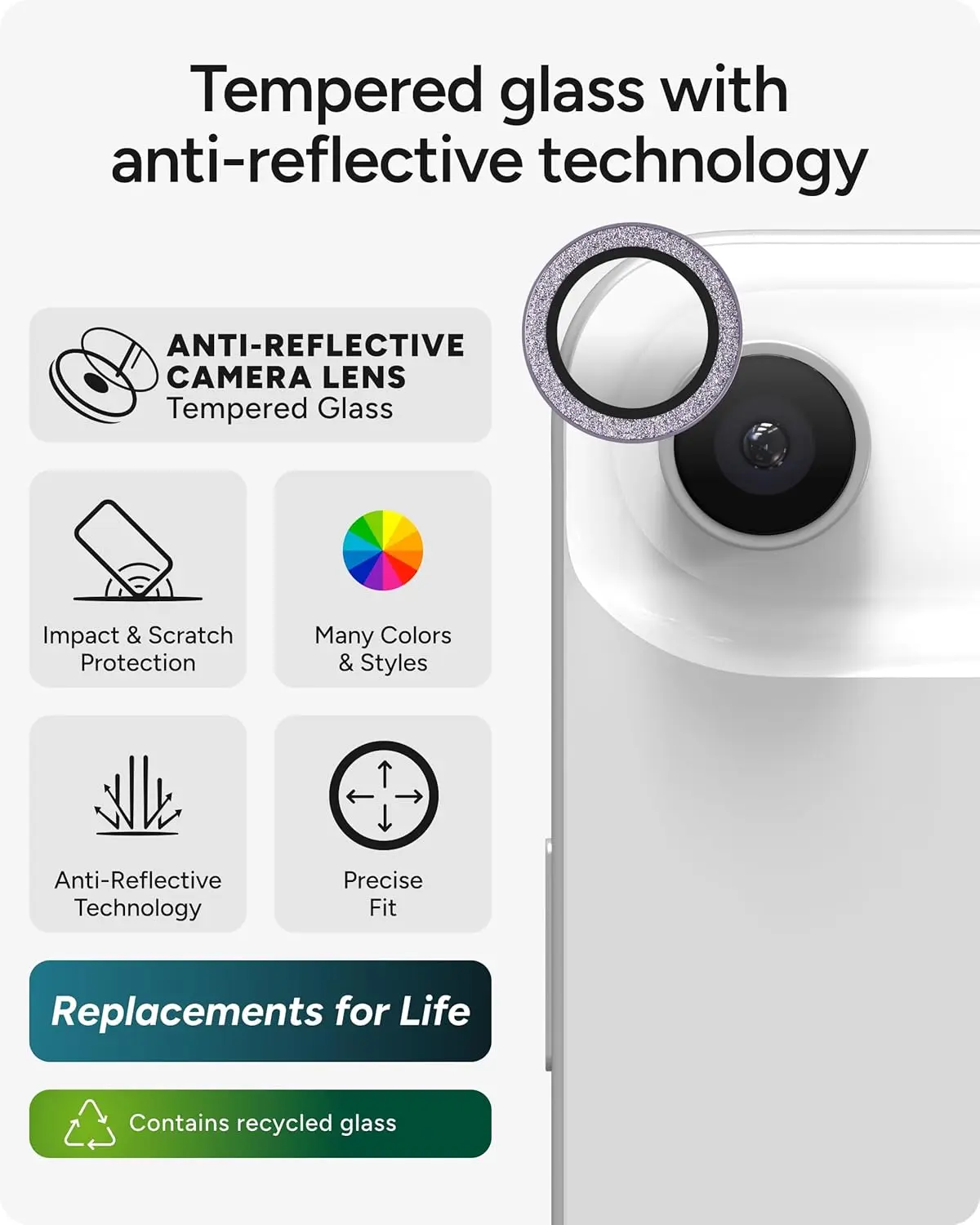 ZAGG Camera Rings Apple iPhone Air Camera Protector Paars Glitter afbeelding 2
