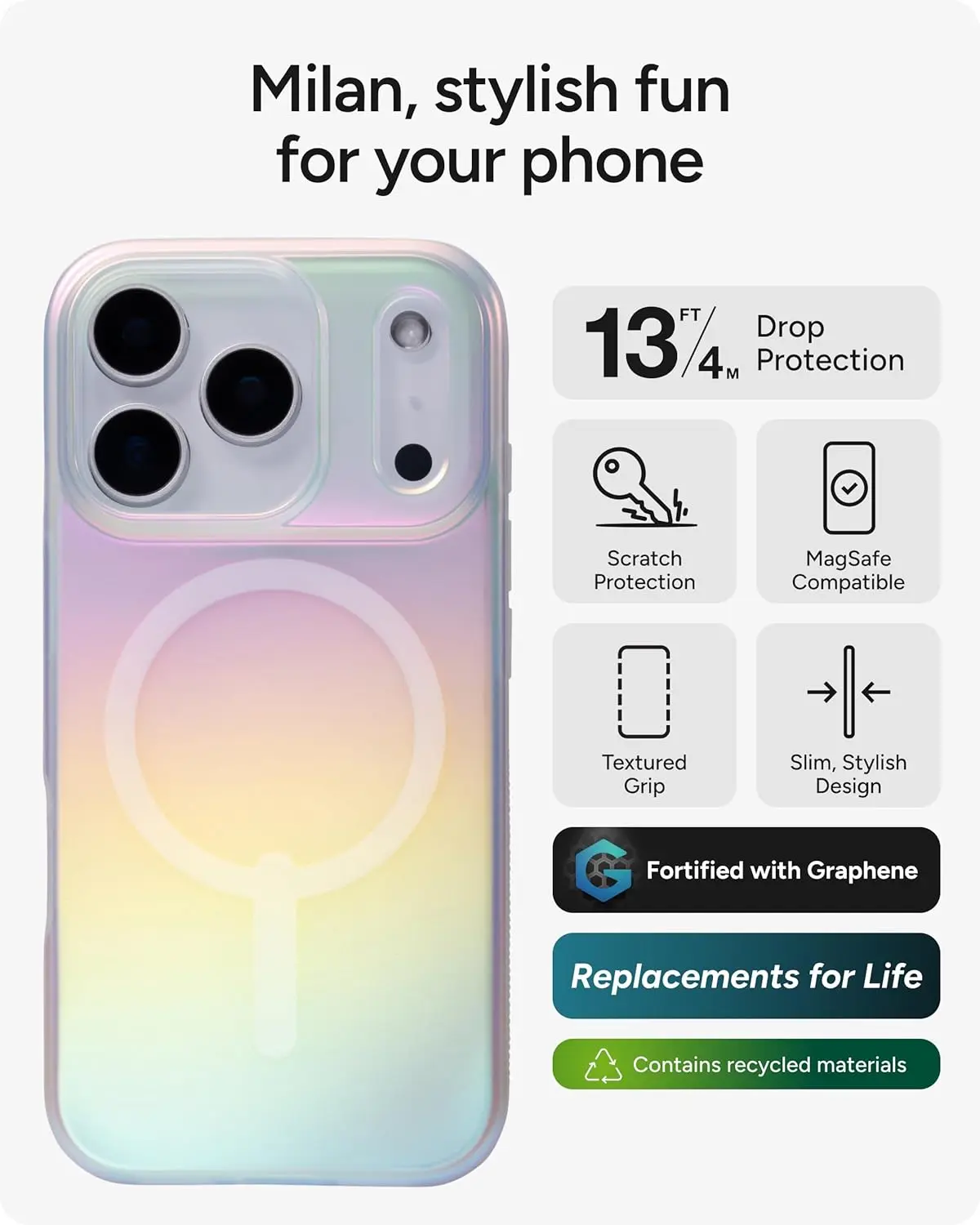 ZAGG Milan Snap Apple iPhone 17 Pro Hoesje MagSafe Back Cover Basin Iridescent afbeelding 3