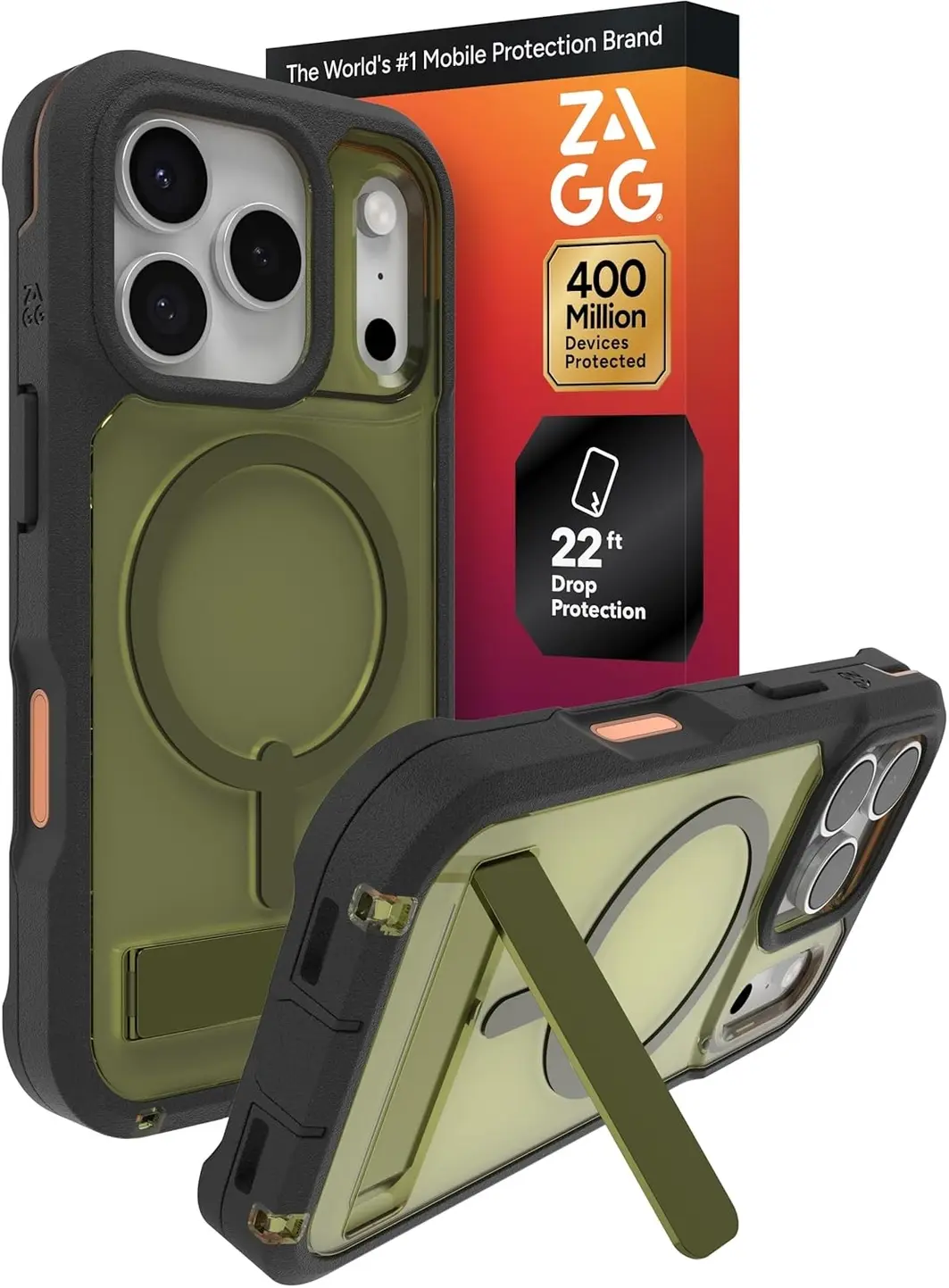 ZAGG Rainier Snap Kickstand Apple iPhone 17 Pro Hoesje MagSafe Back Cover Groen afbeelding 1