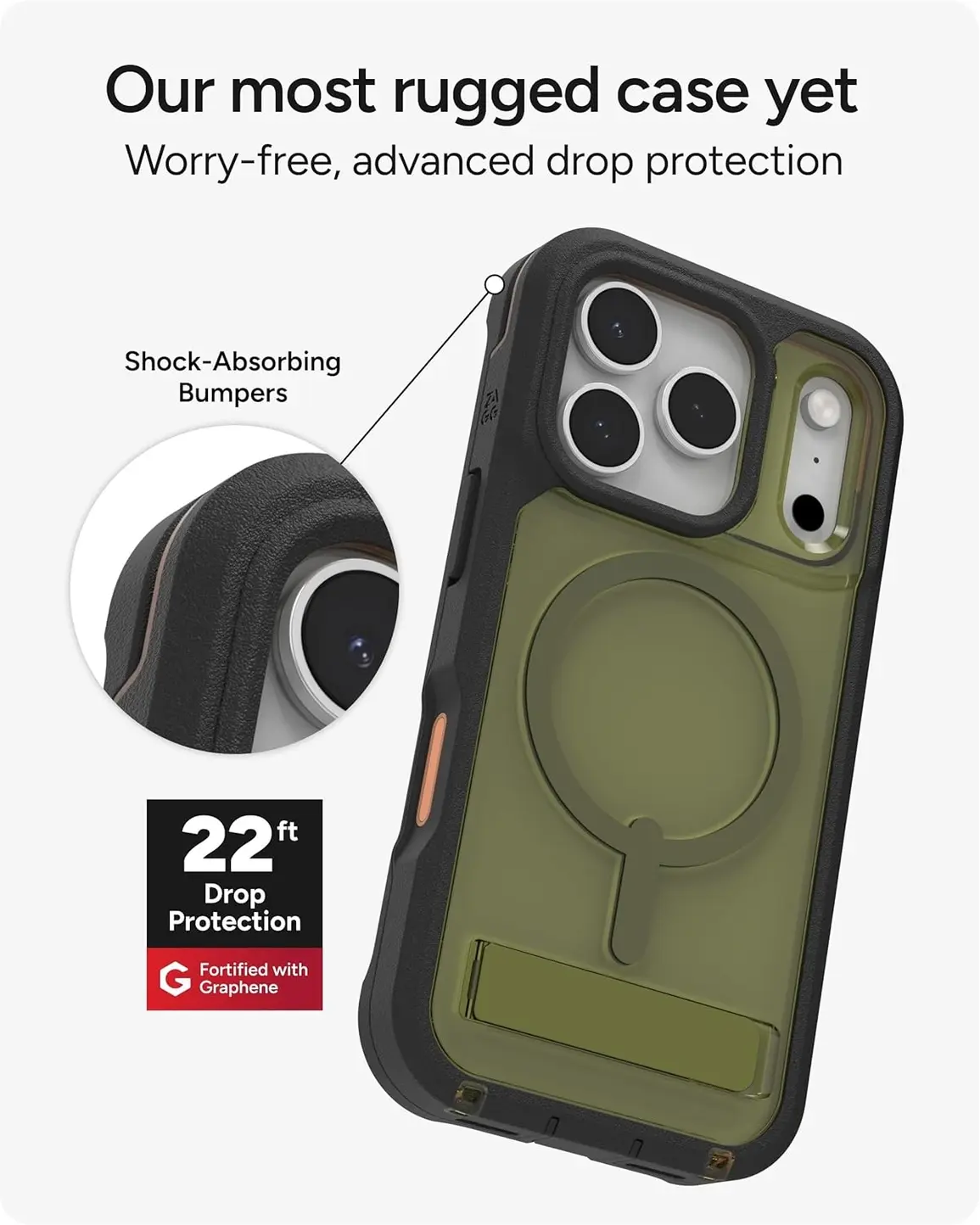 ZAGG Rainier Snap Kickstand Apple iPhone 17 Pro Hoesje MagSafe Back Cover Groen afbeelding 4