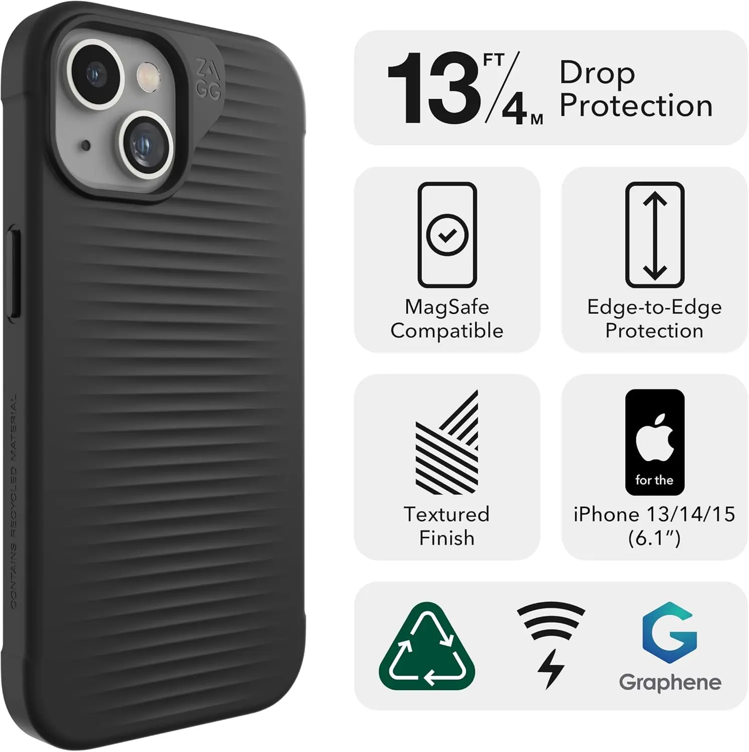 ZAGG Luxe Snap Apple iPhone 15 / 14 / 13 Hoesje MagSafe Back Cover Transparant afbeelding 2