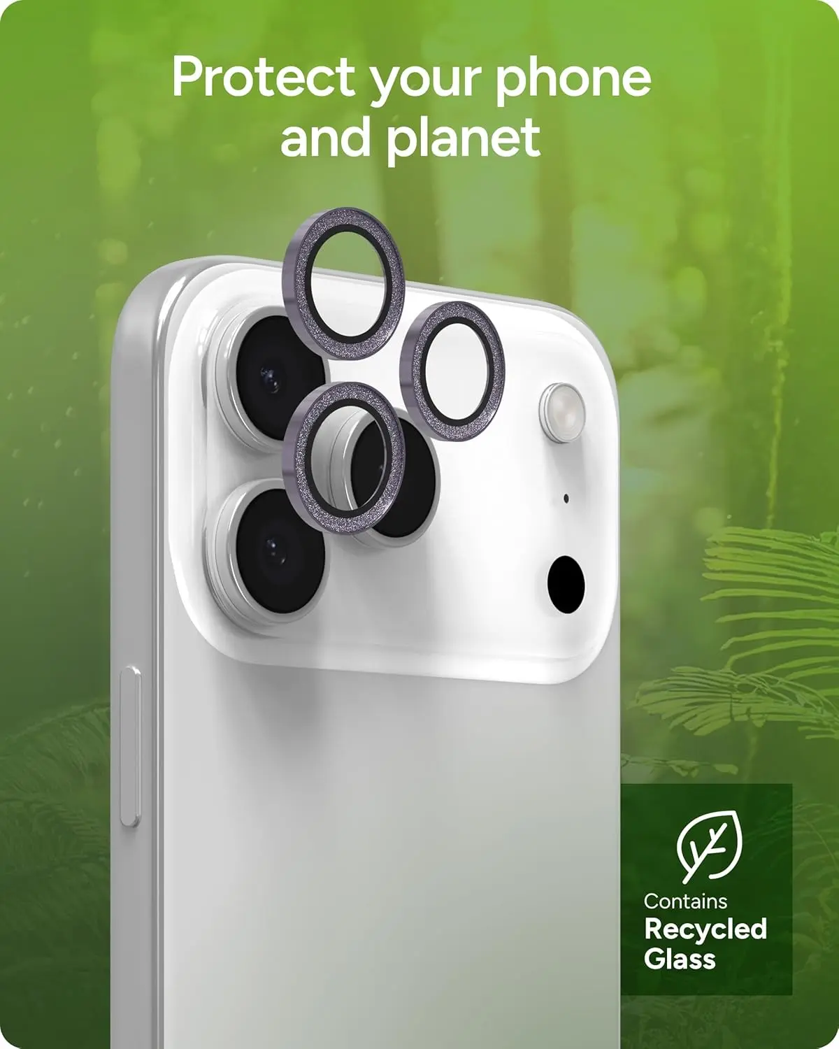 ZAGG Camera Rings iPhone 17 Pro (Max)/16 Pro (Max) CameraProtector Paars Glitter afbeelding 7