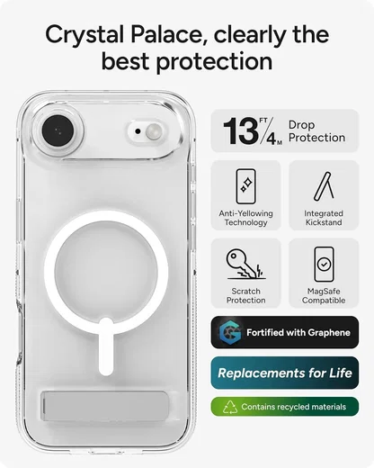 ZAGG Crystal Palace Snap Kickstand iPhone Air Hoesje MagSafe Transparant afbeelding 4
