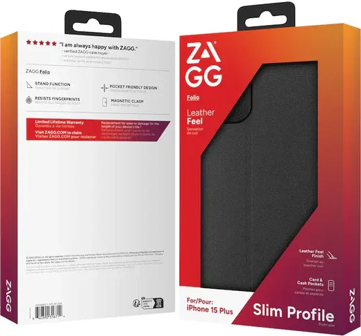 ZAGG Folio Apple iPhone 15 Plus Hoesje Portemonnee Book Case Zwart afbeelding 5