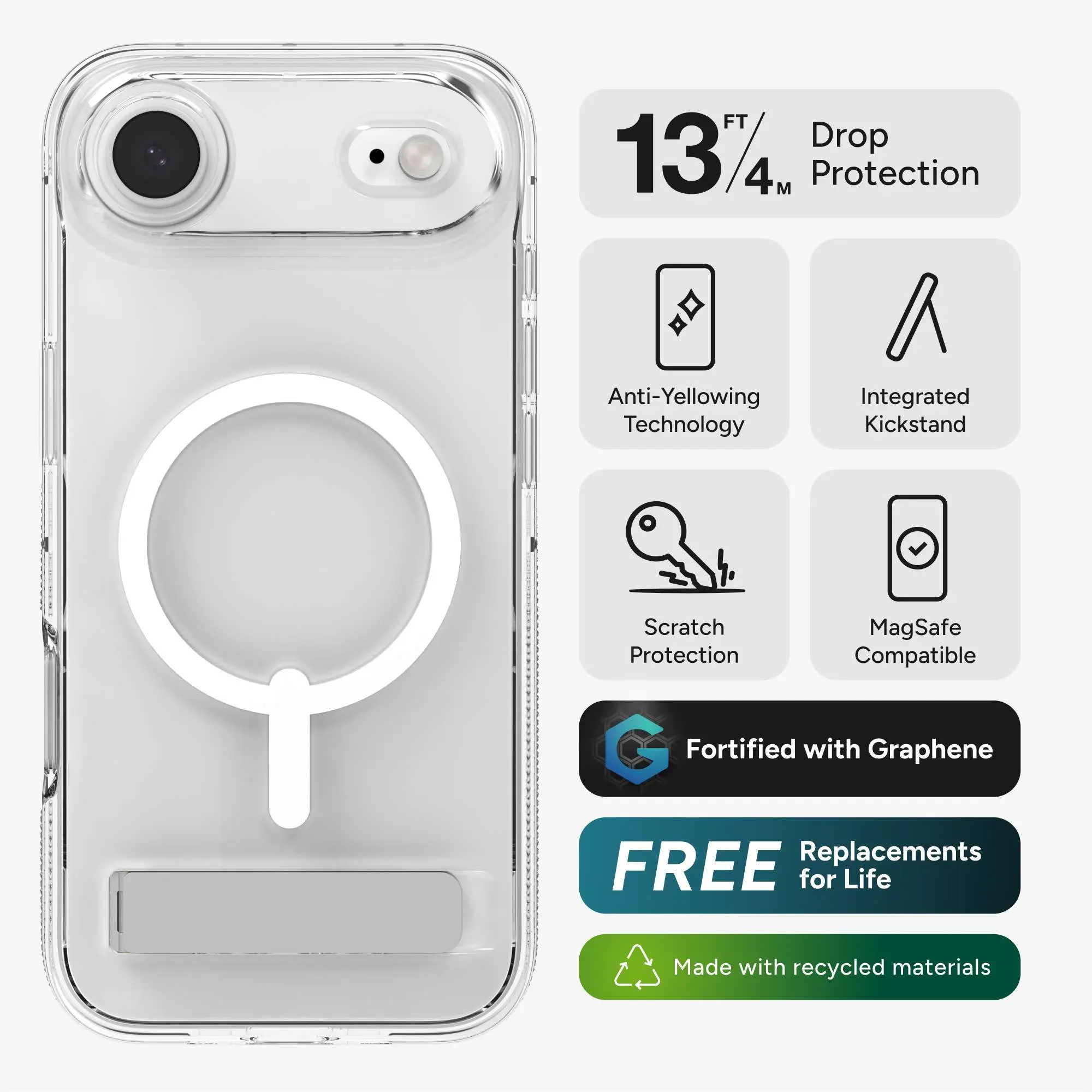 ZAGG Crystal Palace Snap Kickstand Apple iPhone Air Hoesje MagSafe Transparant afbeelding 2