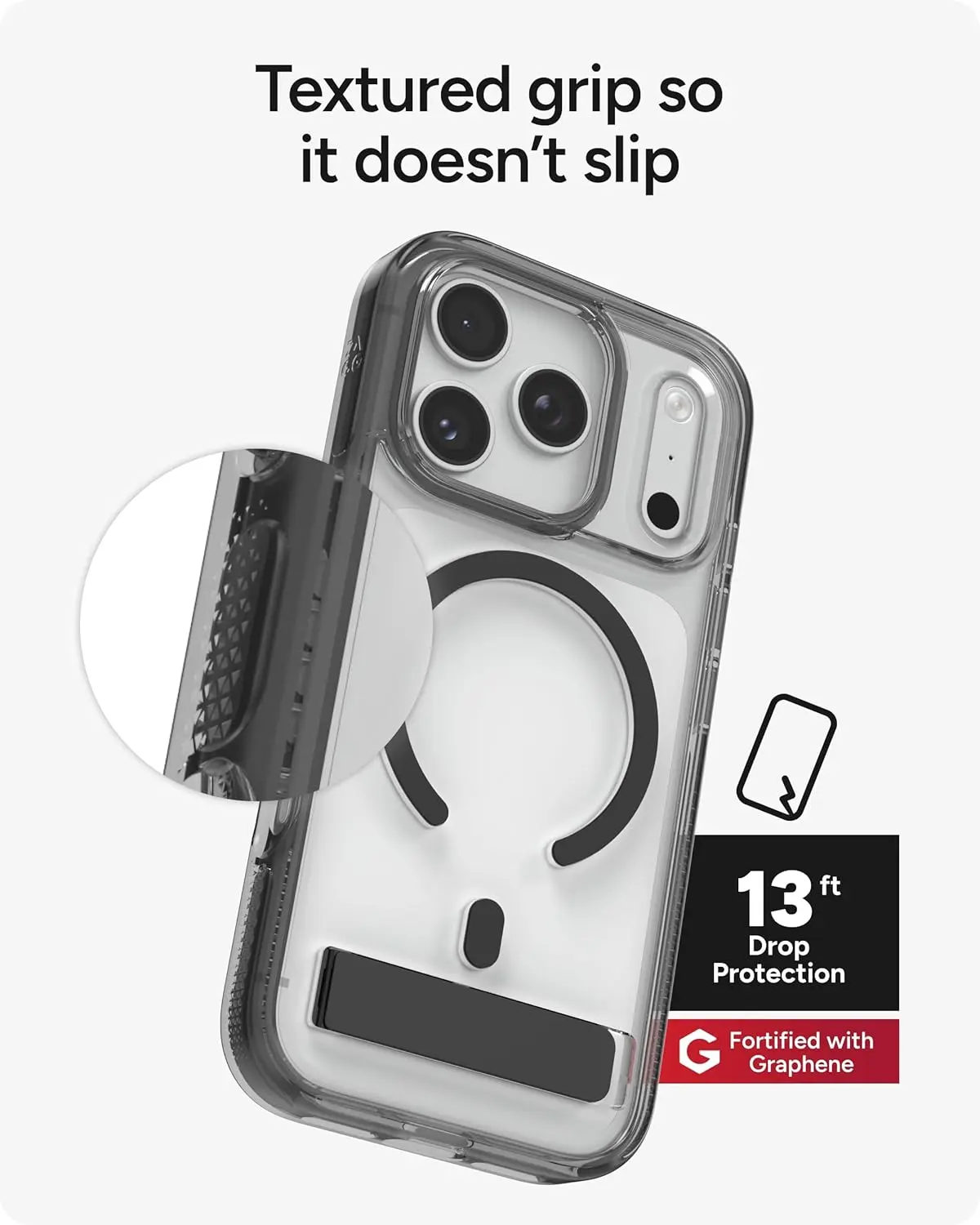 ZAGG Santa Cruz Snap Stand Apple iPhone 17 Pro Hoesje MagSafe Zwart afbeelding 8