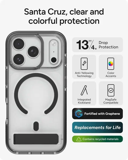 ZAGG Santa Cruz Snap Stand Apple iPhone 17 Pro Hoesje MagSafe Zwart afbeelding 9
