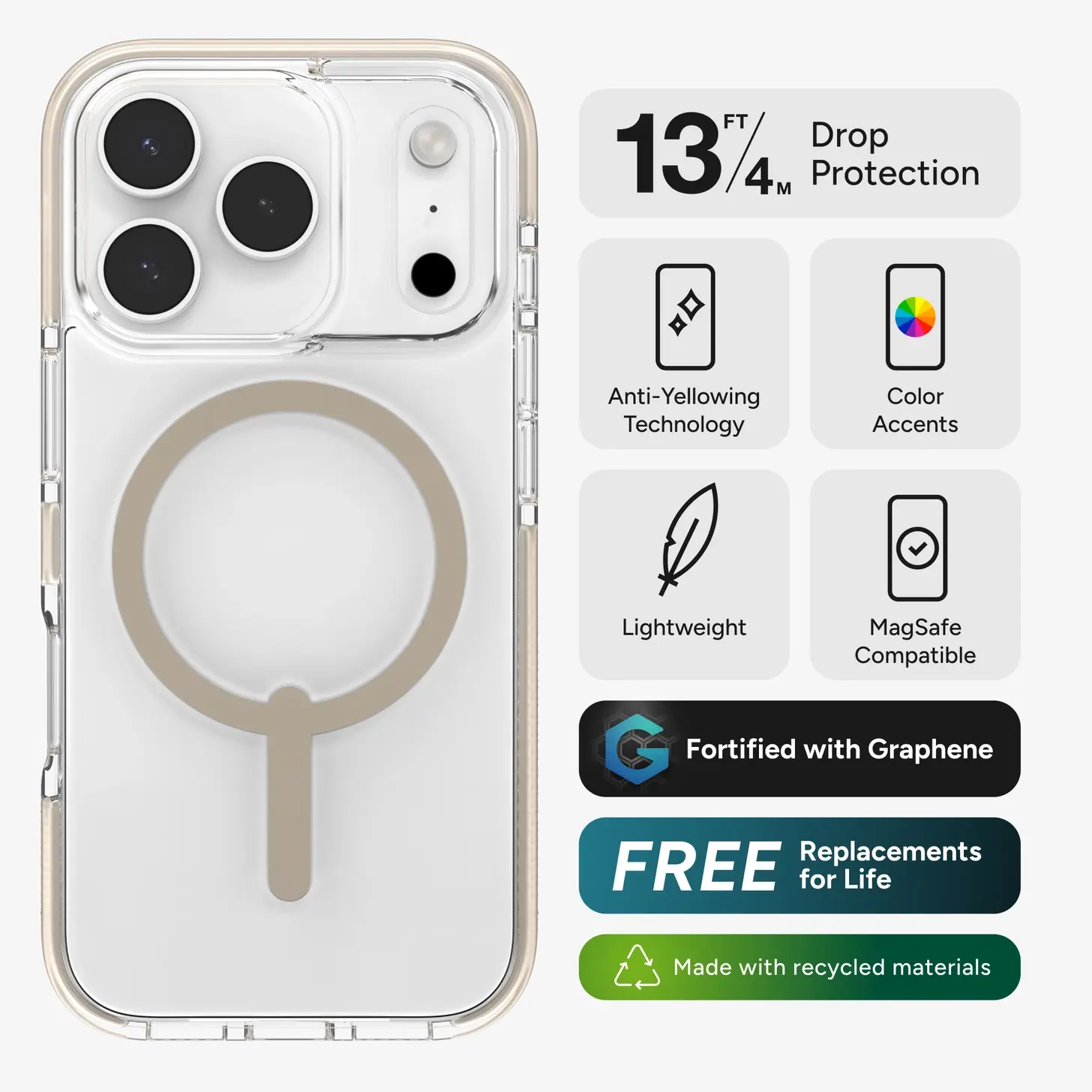 ZAGG Santa Cruz Snap Apple iPhone 17 Pro Max Hoesje MagSafe Back Cover Titanium afbeelding 2