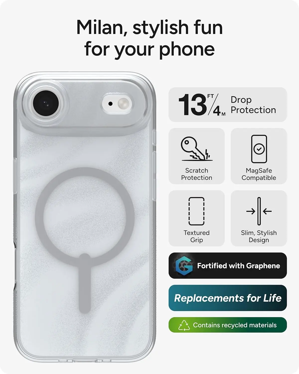 ZAGG Milan Snap Apple Air Hoesje MagSafe Back Cover Swirl Silver afbeelding 4