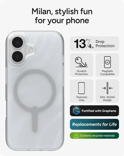 ZAGG Milan Snap Apple iPhone 17 Hoesje MagSafe Back Cover Swirl Silver afbeelding 2