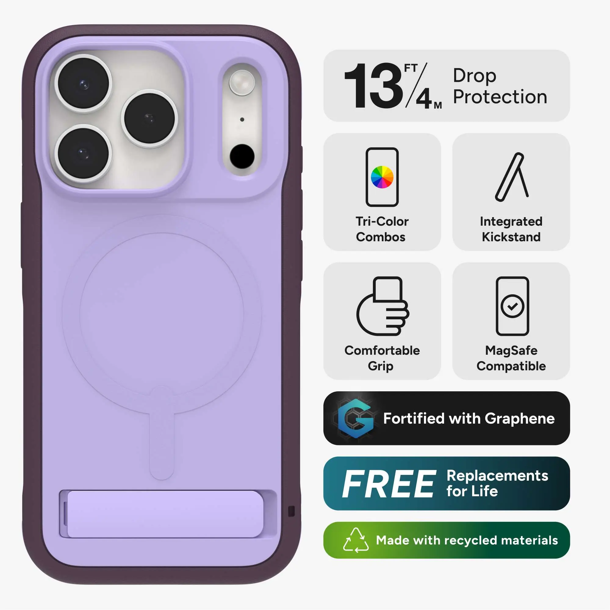 ZAGG Sedona Snap Kickstand Apple iPhone 17 Pro Hoesje MagSafe Back Cover Paars afbeelding 2