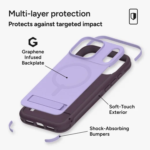 ZAGG Sedona Snap Kickstand Apple iPhone 17 Pro Hoesje MagSafe Back Cover Paars afbeelding 9