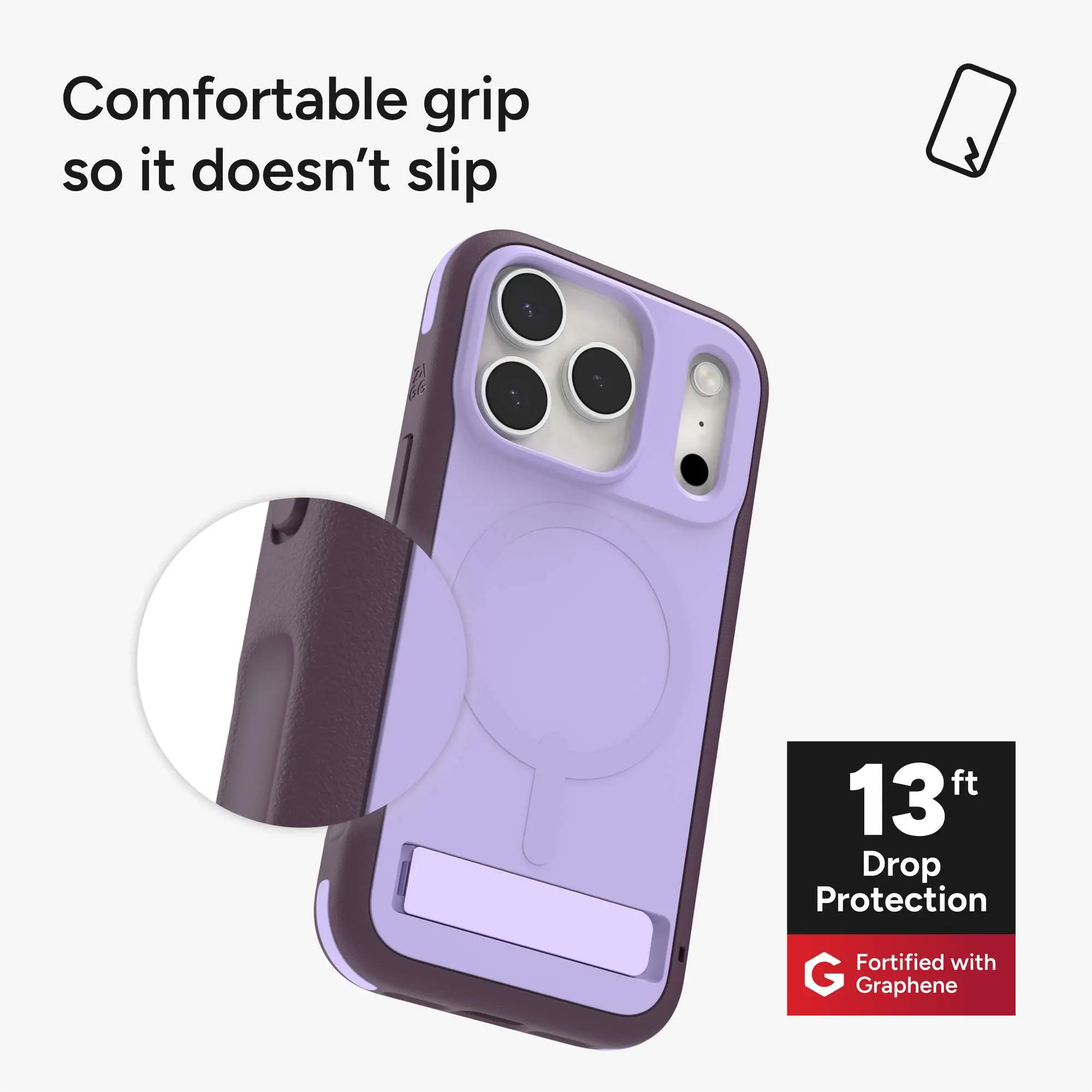 ZAGG Sedona Snap Kickstand Apple iPhone 17 Pro Hoesje MagSafe Back Cover Paars afbeelding 6