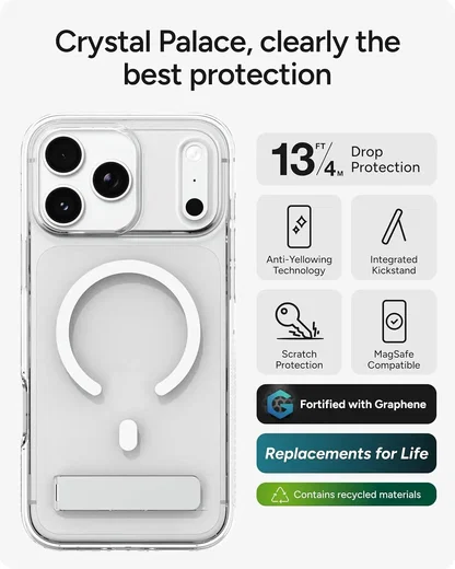 ZAGG Crystal Palace Snap Stand CB iPhone 17 Pro Max Hoesje MagSafe Transparant afbeelding 3