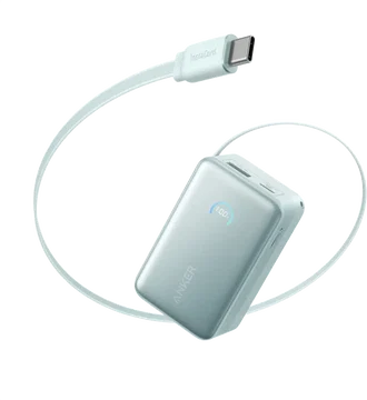 Anker Nano (45W) 10.000 mAh Powerbank Vaste USB-C Kabel Blauw