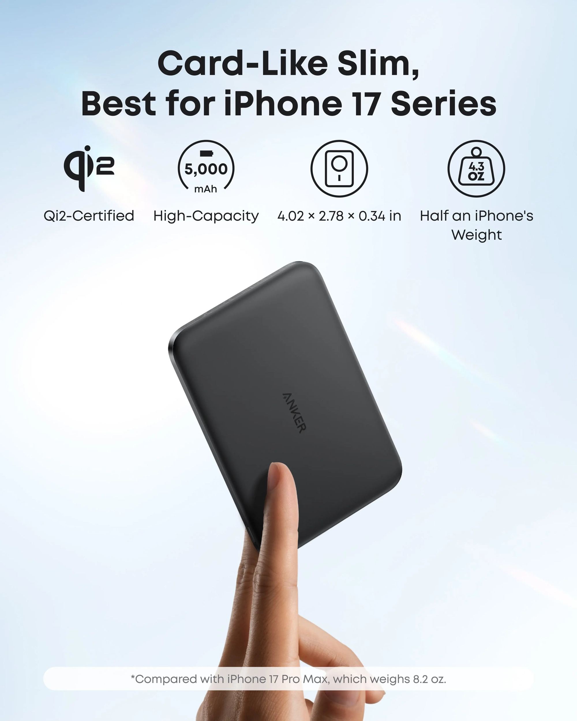 Anker Nano 5.000 mAh MagGo Draadloze MagSafe / Qi2 Powerbank Reisformaat Zwart afbeelding 3