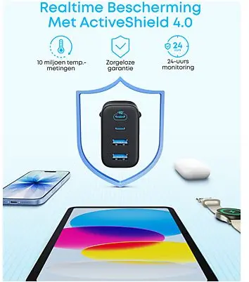Anker Zolo (50W) 2x USB-A / 2x USB-C GaN Snellader Power Delivery Zwart afbeelding 5