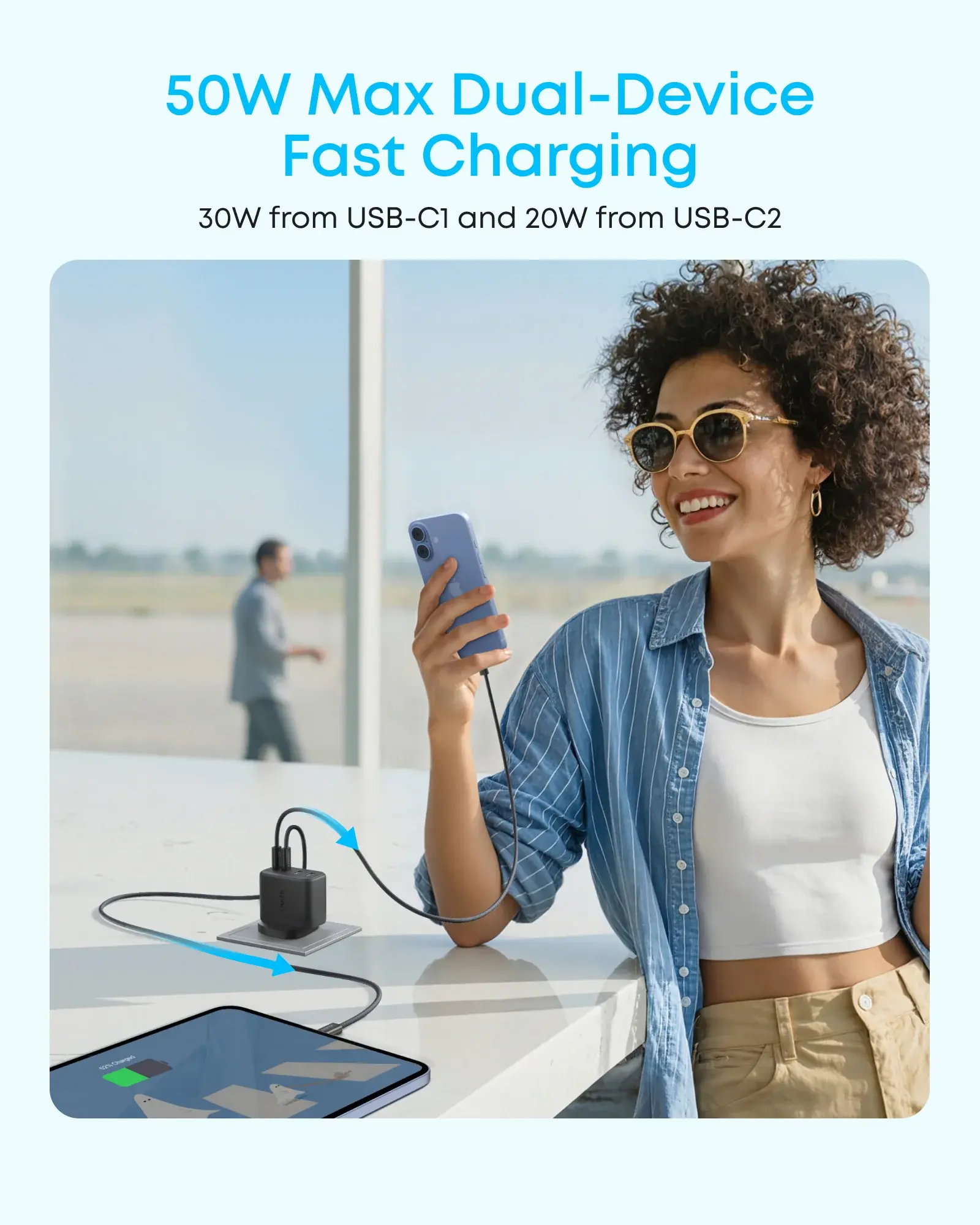 Anker Zolo (50W) 2x USB-A / 2x USB-C GaN Snellader Power Delivery Wit afbeelding 4