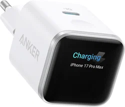 Anker Nano 45W USB-C GaN Snellader Smart Display met Batterijbescherming Wit afbeelding