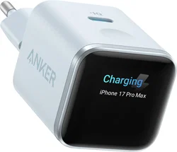 Anker Nano 45W USB-C GaN Snellader Smart Display met Batterijbescherming Blauw afbeelding