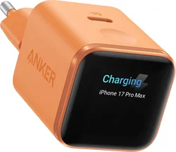 Anker Nano 45W USB-C GaN Snellader Smart Display met Batterijbescherming Oranje afbeelding