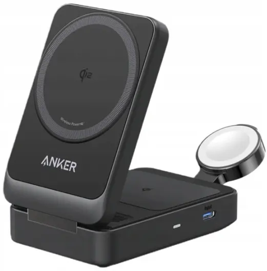 Anker MagGo 15W 3-in-1 Draadloze MagSafe / Qi2 Oplader Smartphone/AirPods/Watch afbeelding 1