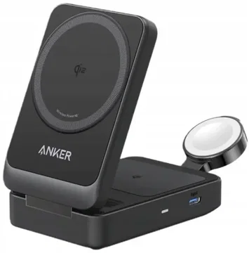 Anker MagGo 15W 3-in-1 Draadloze MagSafe / Qi2 Oplader Smartphone/AirPods/Watch