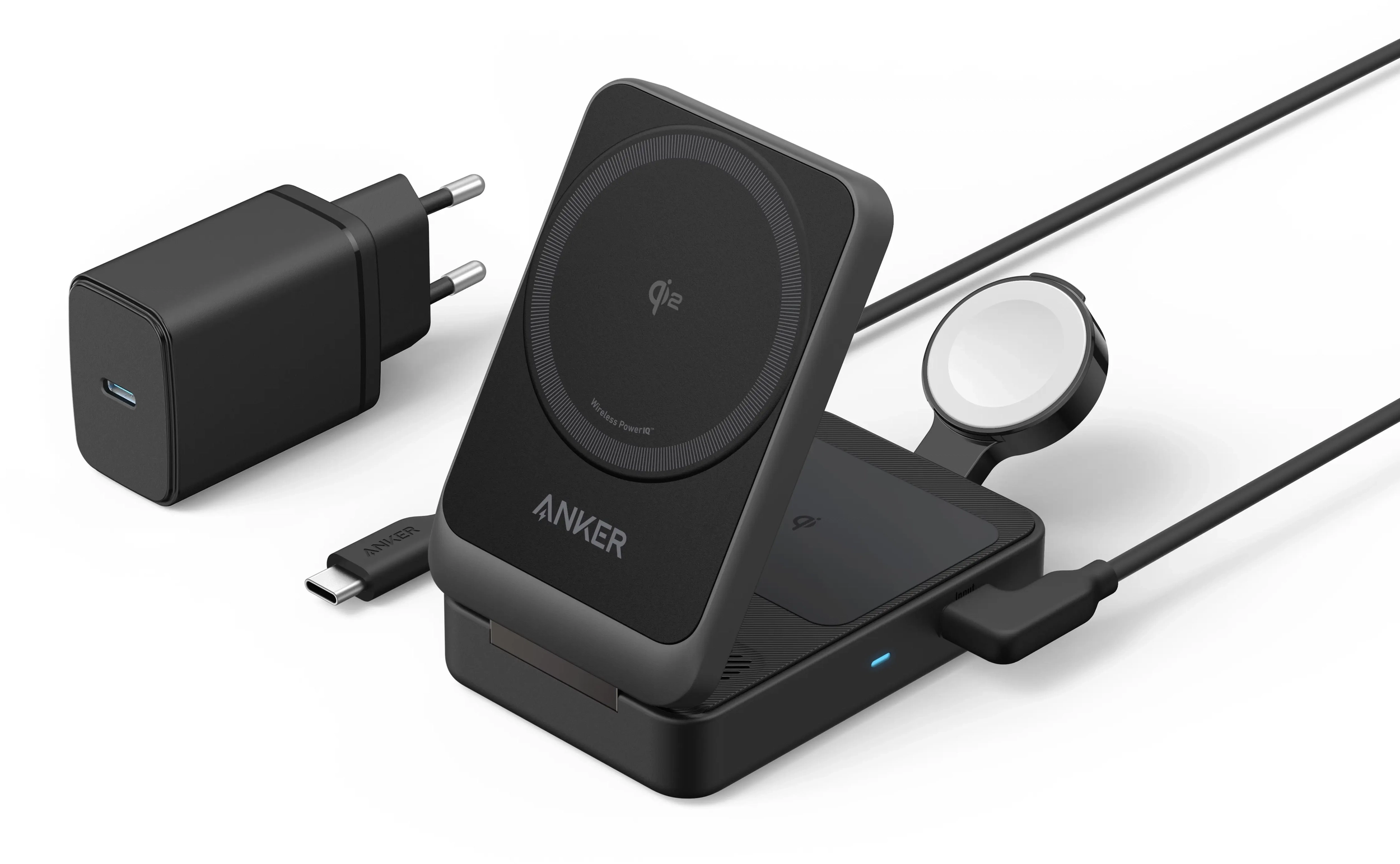 Anker MagGo 15W 3-in-1 Draadloze MagSafe / Qi2 Oplader Smartphone/AirPods/Watch afbeelding 2