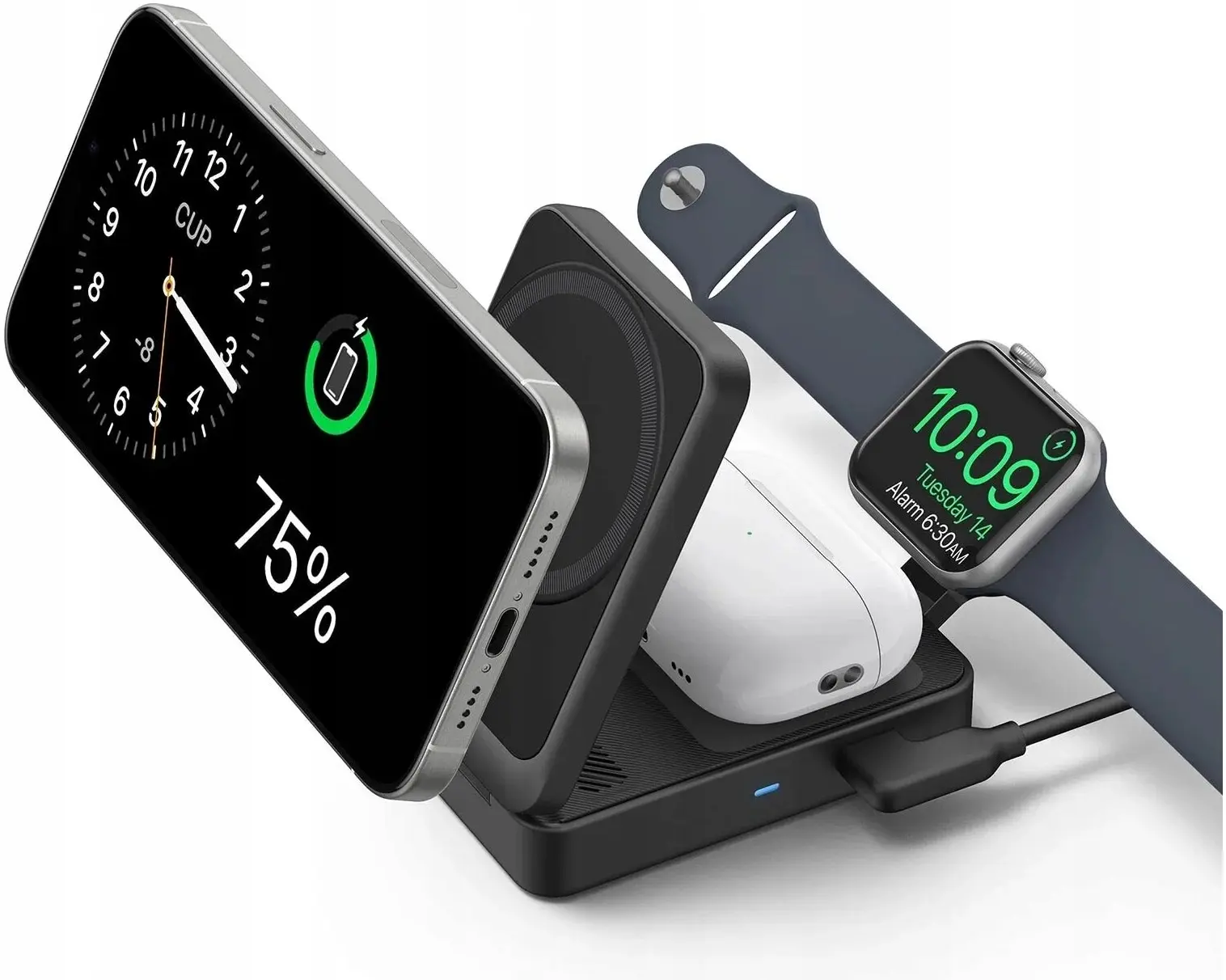 Anker MagGo 15W 3-in-1 Draadloze MagSafe / Qi2 Oplader Smartphone/AirPods/Watch afbeelding 2