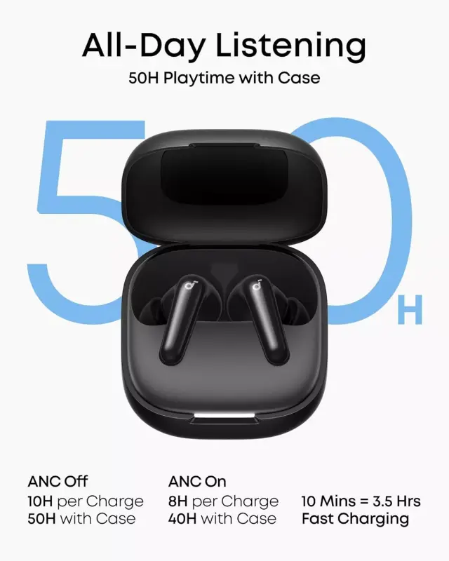 Anker Soundcore R60i Draadloze Bluetooth Oordopjes Noise Cancelling Zwart afbeelding 2