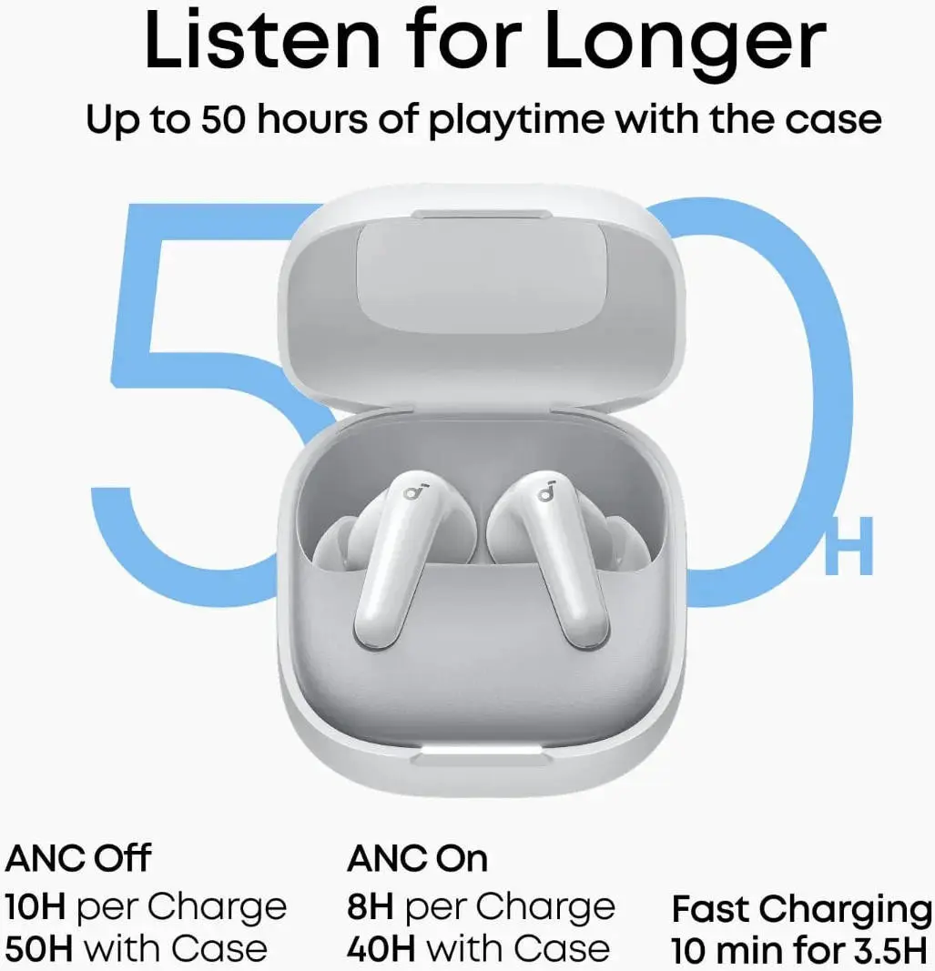 Anker Soundcore R60i Draadloze Bluetooth Oordopjes Noise Cancelling Wit afbeelding 2