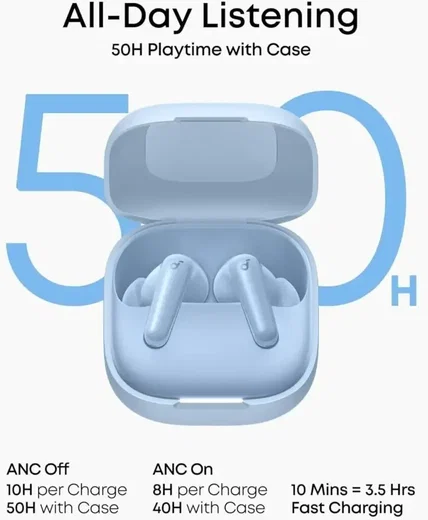 Anker Soundcore R60i Draadloze Bluetooth Oordopjes Noise Cancelling Blauw afbeelding 2