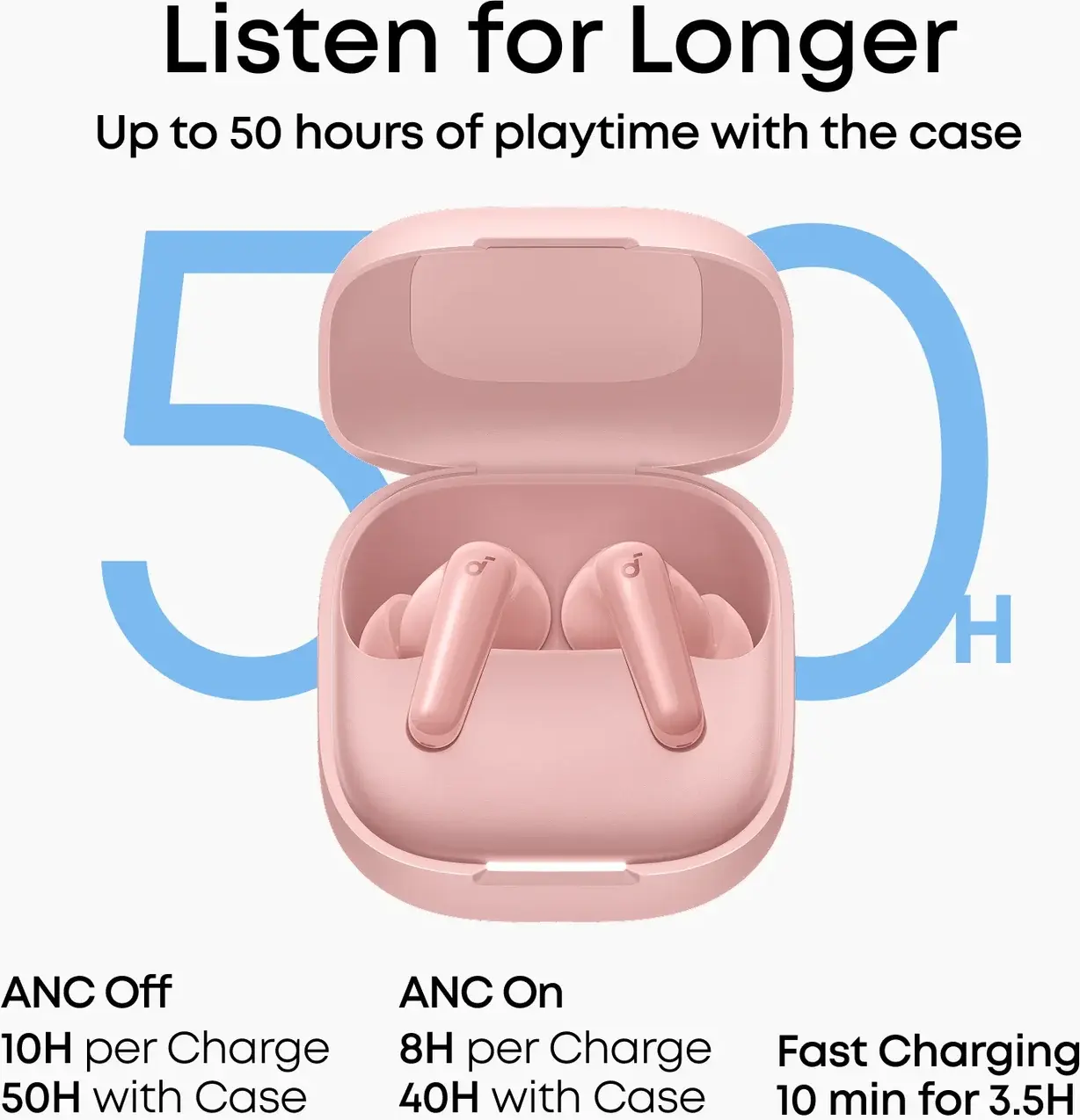 Anker Soundcore R60i Draadloze Bluetooth Oordopjes Noise Cancelling Roze afbeelding 2