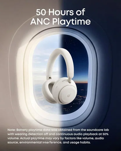 Anker SoundCore Space 2 Draadloze Koptelefoon Noise Cancelling Wit afbeelding 3