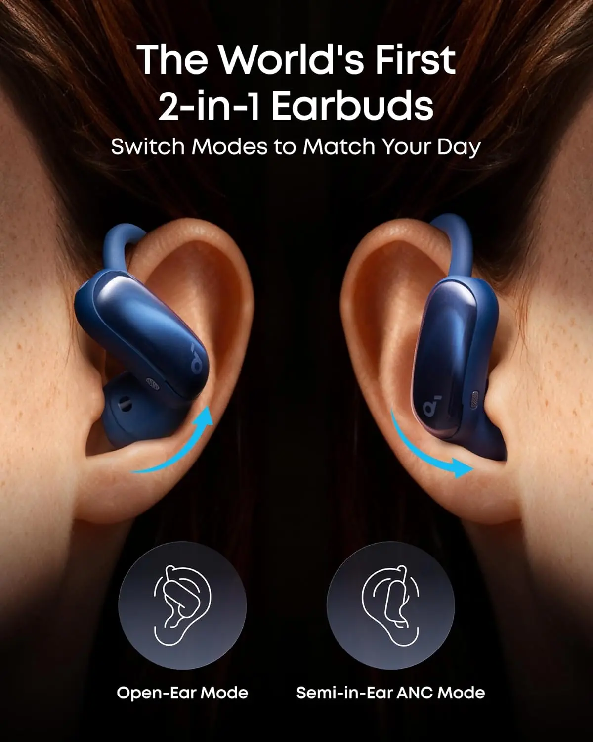 Anker Soundcore AeroFit 2 Pro 2-in-1 Draadloze Bluetooth 6.1 Oordopjes Blauw afbeelding 2