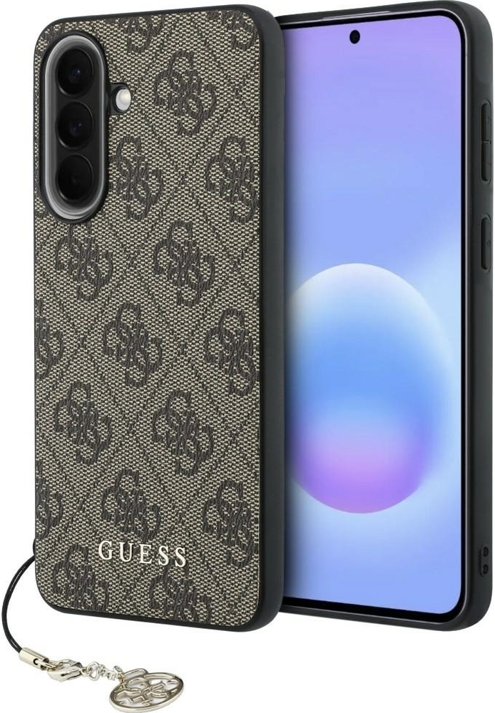 Guess Samsung Galaxy A57 Hoesje Hard Case 4G Logo Metal Logo Charm Bruin afbeelding 1