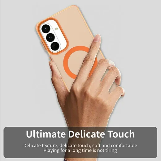Samsung Galaxy S26 Hoesje MagSafe Backcover Semi-Transparant & Oranje afbeelding 6