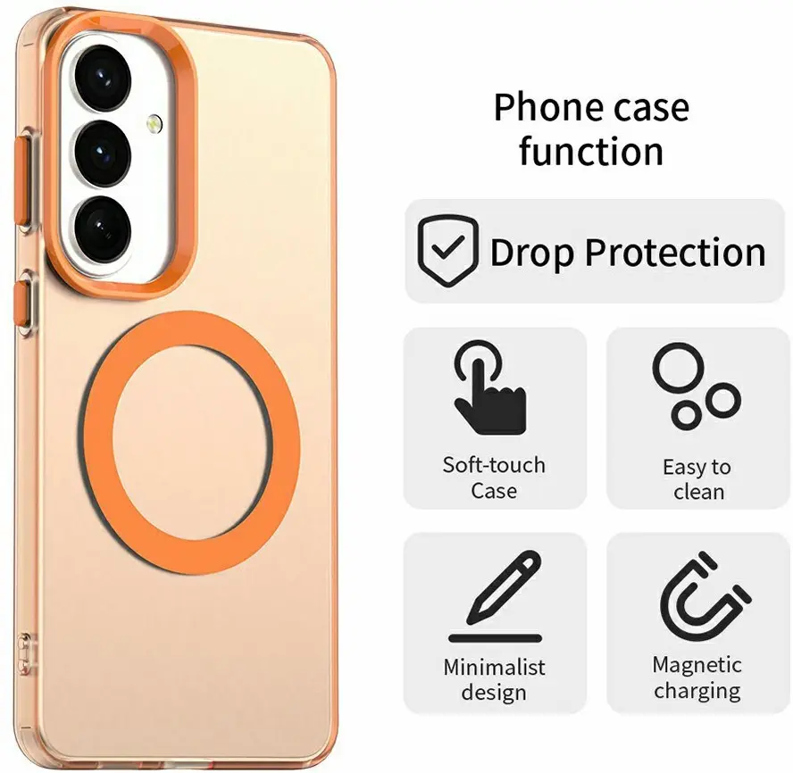 Samsung Galaxy S26 Hoesje MagSafe Backcover Semi-Transparant & Oranje afbeelding 7