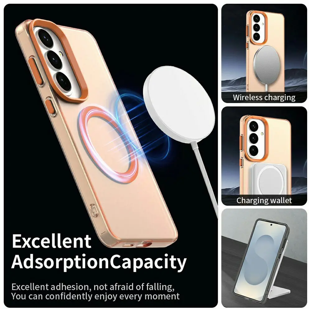 Samsung Galaxy S26 Hoesje MagSafe Backcover Semi-Transparant & Oranje afbeelding 2