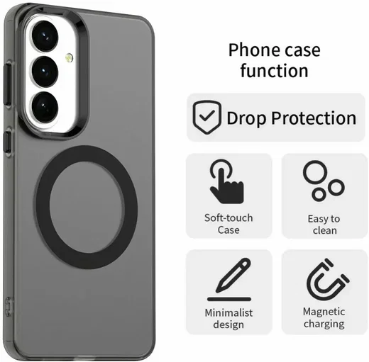 Samsung Galaxy S26 Hoesje MagSafe Backcover Semi-Transparant & Zwart afbeelding 7