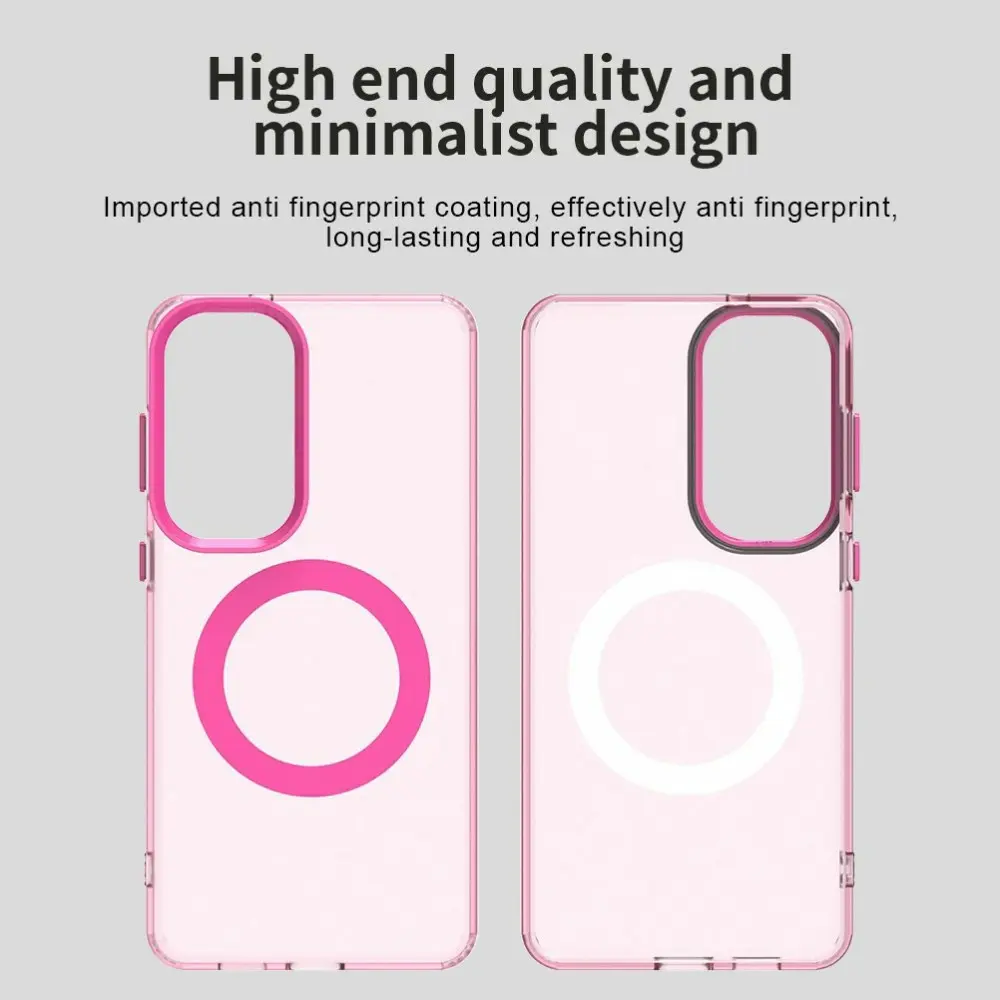 Samsung Galaxy S26 Hoesje MagSafe Backcover Semi-Transparant & Roze afbeelding 3