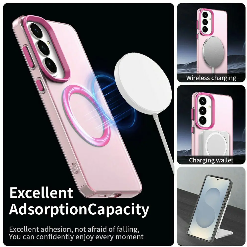 Samsung Galaxy S26 Hoesje MagSafe Backcover Semi-Transparant & Roze afbeelding 2