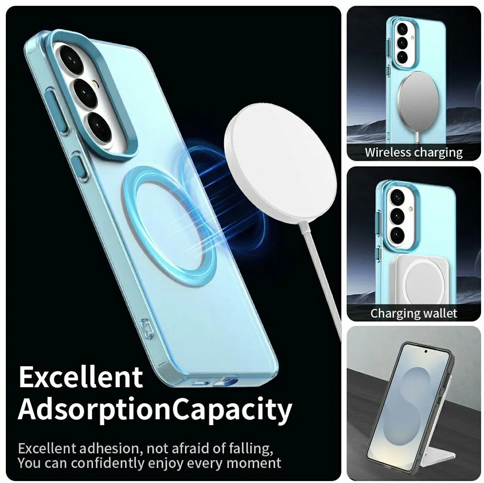 Samsung Galaxy S26 Hoesje MagSafe Backcover Semi-Transparant & Blauw afbeelding 2