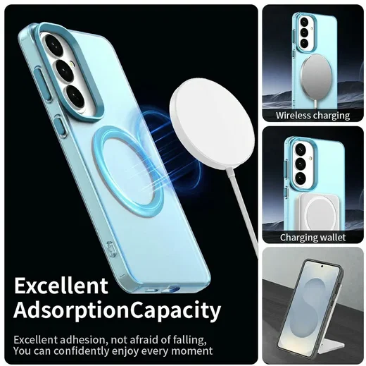 Samsung Galaxy S26 Hoesje MagSafe Backcover Semi-Transparant & Blauw afbeelding 2